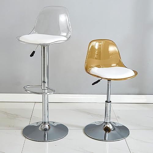 Miniatura 4 de NaKeah Taburetes de bar de acrílico con respaldo medio, taburetes de bar giratorios ajustables transparentes, sillas de bar de altura de mostrador