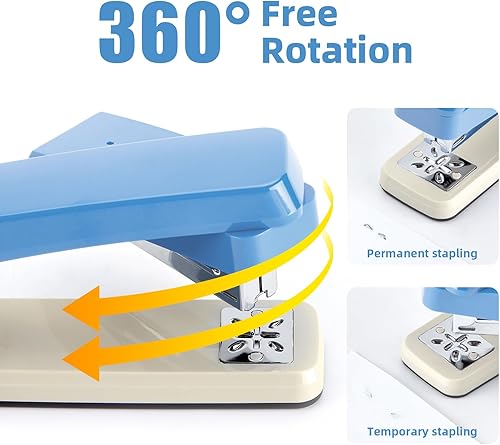 Miniatura 3 de DeliEZWORK - Engrapadora giratoria con brazo oscilante, capacidad para 25 hojas, engrapadoras de escritorio con rotación de 360 grados con 1000