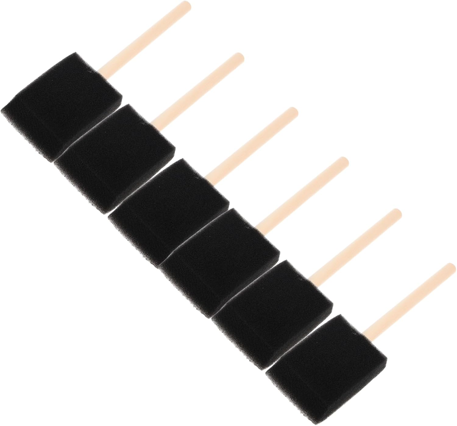 6pcs Boy Girl Painting Sponge Brush with Wooden Handle Soft Black Sponges for Doodling Easy to Clean Comfortable Grip for Boys and Girls Creative Projects