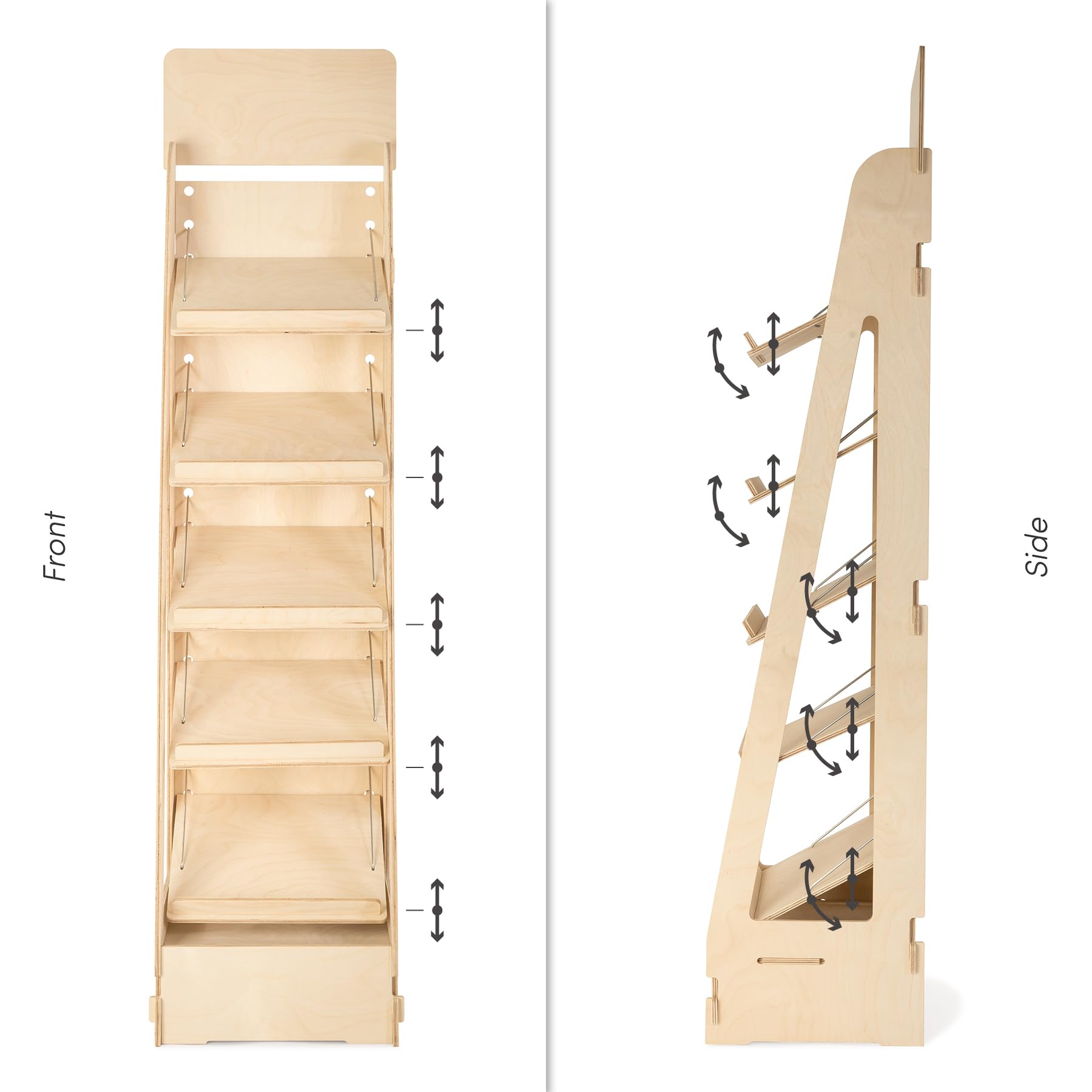 Espositore in Legno, da Terra, Regolabile, Inclinazione e Altezza Ripiani Variabile, Espositori per Negozi, Alimentari, Farmacie, Cartolerie, Ferramenta, Librerie (Adapti - L.40cm)