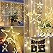 Alanda Star Curtain String Lights ,12 Star 138 LED Fairy Lights Curtain, Warm White 110V 3M(W*2M(H) 8 Flashing Modes Christmas Decoration for Wedding Holiday Party Backdrop Patio Lawn and Home