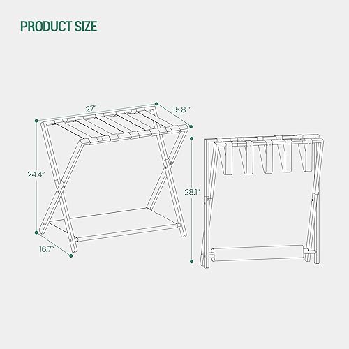 Miniatura 2 de Portaequipajes, soporte plegable para maleta para invitados, plegable, portaequipajes con estante, marco de acero con correas de nailon para