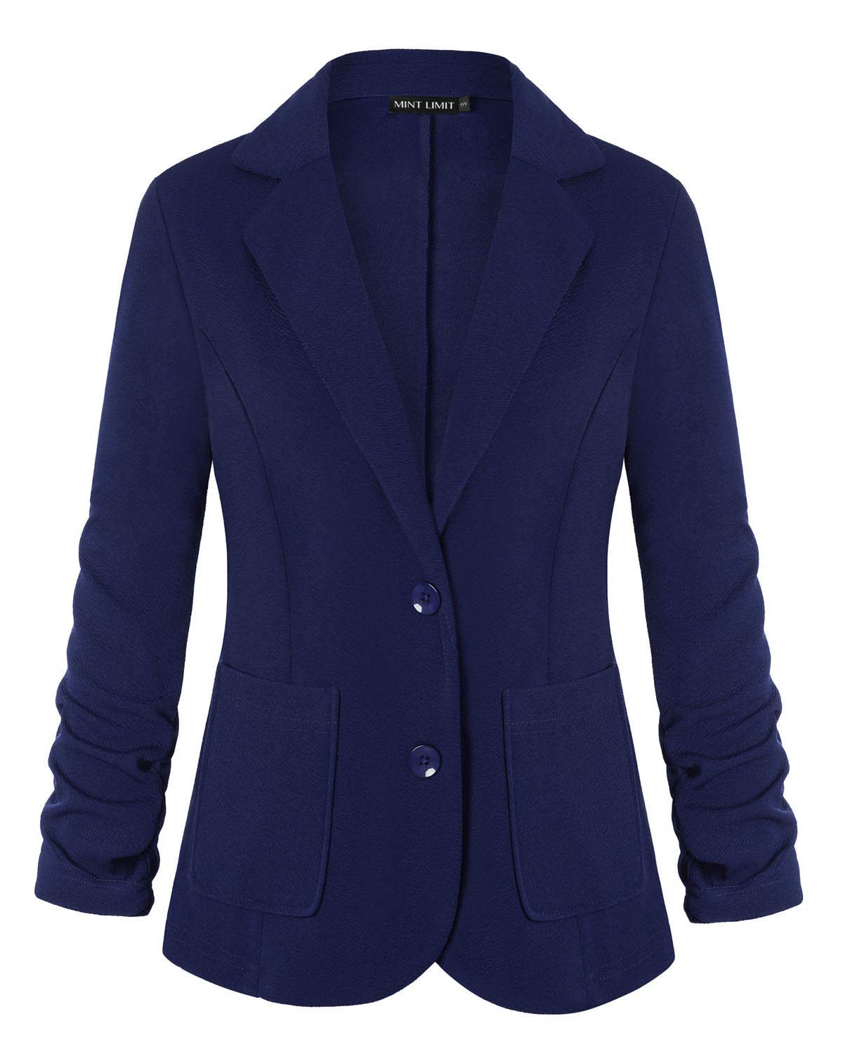 MINTLIMIT Women 3/4 Sleeve Blazer Open Front Cardigan Jacket Work Office Blazer(Navy Blue,Size 2XL)