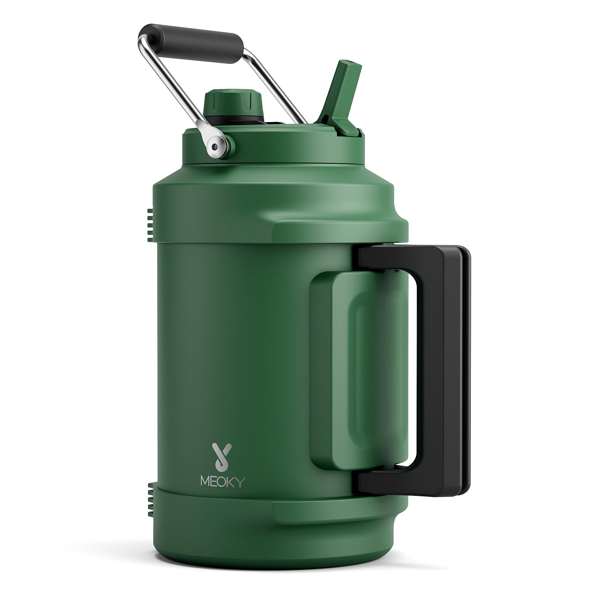 1 Gallon Insulated Water Bottle for Hiking: Meoky 128 oz Triple Wall Vacuum Stainless Steel Metal Water Jug - Top and Side Handles, Cold for 48 Hrs, 2-in-1 Straw and Spout Lid, Leakproof for Gym (Fir) Fir 128 Ounces