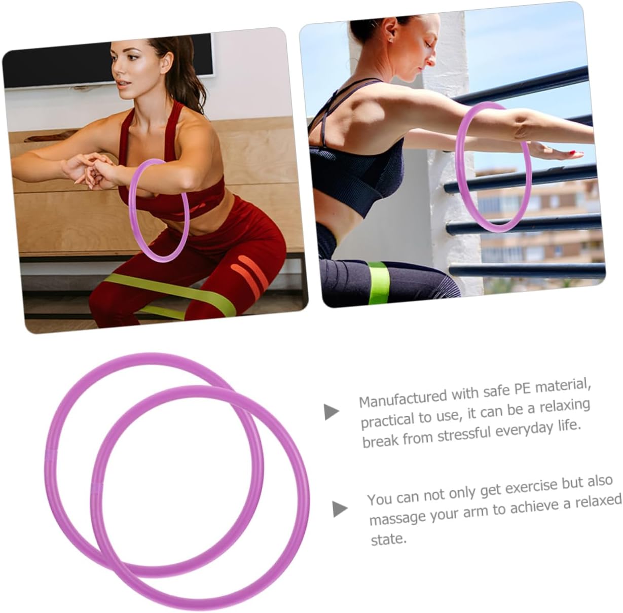 2pcs Purple PE Arm Hoops for Women Exercise and Massage