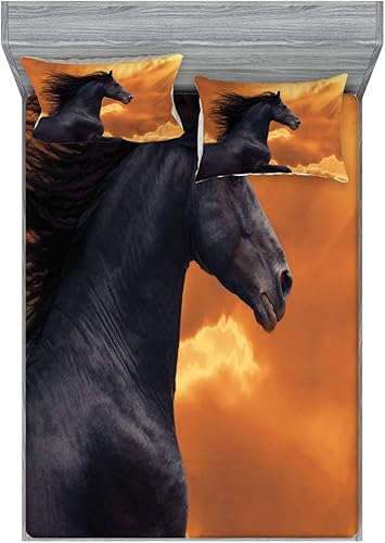 Miniatura 156 de Ambesonne - Juego de sábanas bajeras y fundas de almohada, diseño clásico botánico, plantas de jardín vintage, juego de 3 piezas con estampado