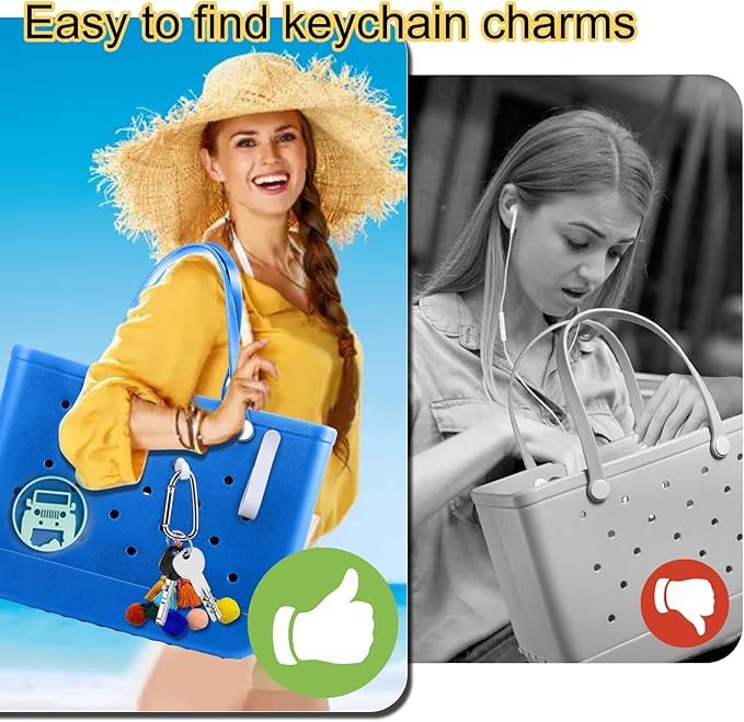 Image of Mity rain Key Holder for Bogg Bag, Accessories for Bogg Bags Original X Large, Insert Charm Carabiner Keychain for Beach Bag