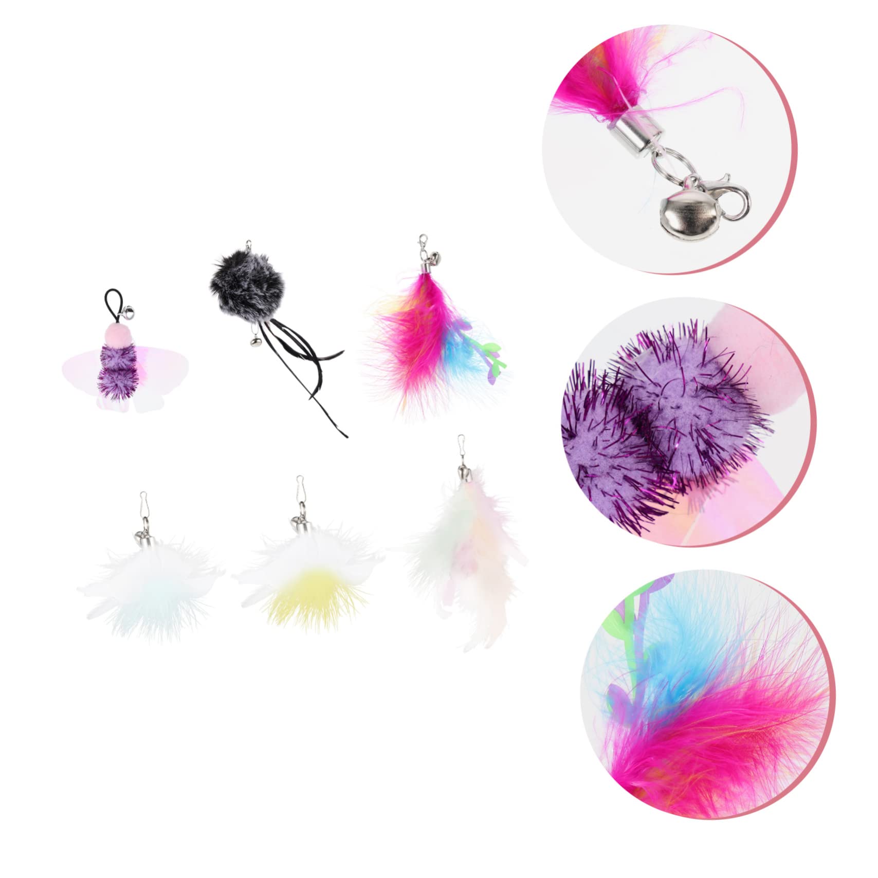 SUPVOX 30pezzi Testine Di Ricambio Per Giocattoli Interattivi Per Gatti Accessori Per e Gioco Con Piume Colorate e Stile Misto Per Attività Del Tuo Zampe