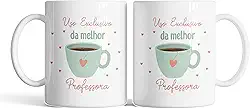 Caneca xicara dia dos professores uso exclusivo professora 25EI (Branco)