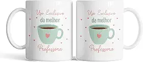 Caneca xicara dia dos professores uso exclusivo professora 25EI (Branco)