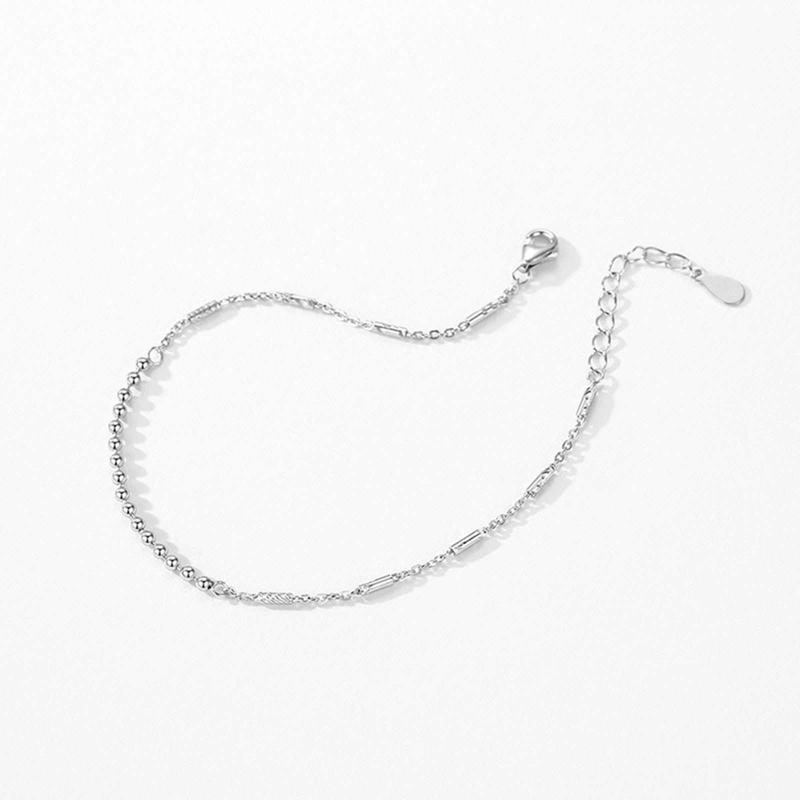 Pulsera de cuentas para mujer, oro de 18 quilates, pulsera de oro sin piedras preciosas para mujer de 18 quilates