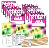 Garage Sale Sign Kit with Pricing Stickers and Wood Sign Stakes (A802G)