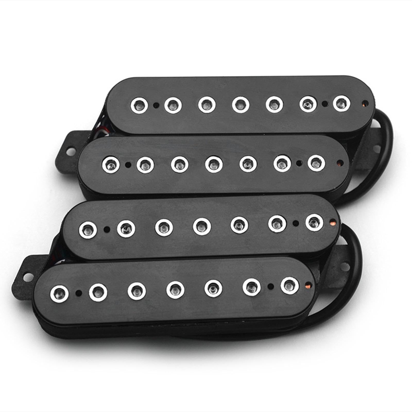 Gitarrentonabnehmer 7 Saiten Humbucker Prewired Doppelspule Ersatzteil Zubehör PP Material für Musiker Studio Heimgebrauch, Schwarz Silber 50 Mm