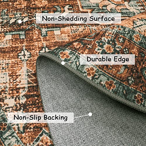 Moynesa Ultra-Thin Washable Round Rug - 5Ft Entryway Round Rug Vintage Kitchen Mat, Non-Slip Non-Shedding Stain Resistant Bedroom Carpet For Indoor Living Dining Room Coffee Table Nursery #TOP1