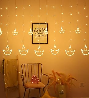 The Purple Tree Decorative Diya Diwali Light Curtain, String Lights with 12 Hanging Diyas, 8 Flashing Modes - 2.5 Meter (1... Price In India