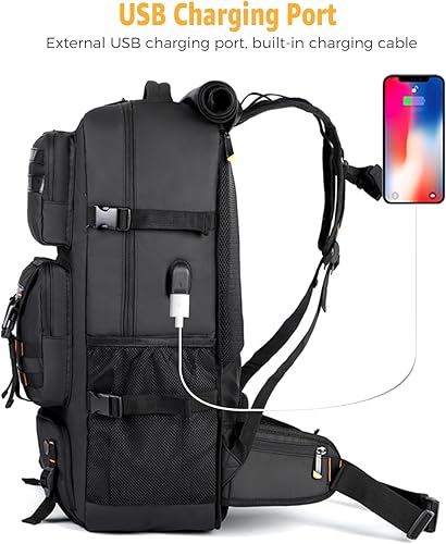Miniatura 8 de Mochila de viaje para hombres, bolsa de lona convertible aprobada por vuelo de 50 litros con compartimento para zapatos, equipaje para portátil de