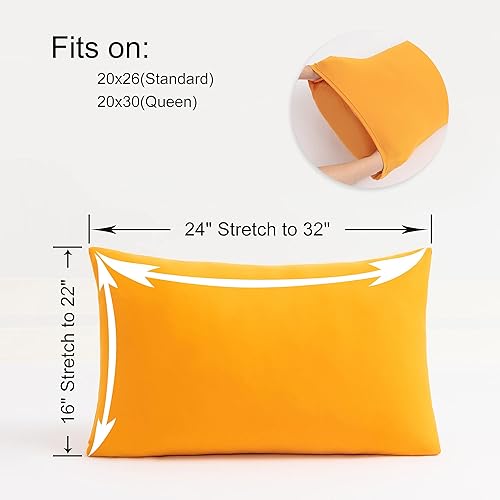 Miniatura 3 de Paquete de 2 fundas elásticas para almohada de tejido de punto con cierre de sobre, mezcla de poliéster ultra suave, adecuadas para tamaño Queen o