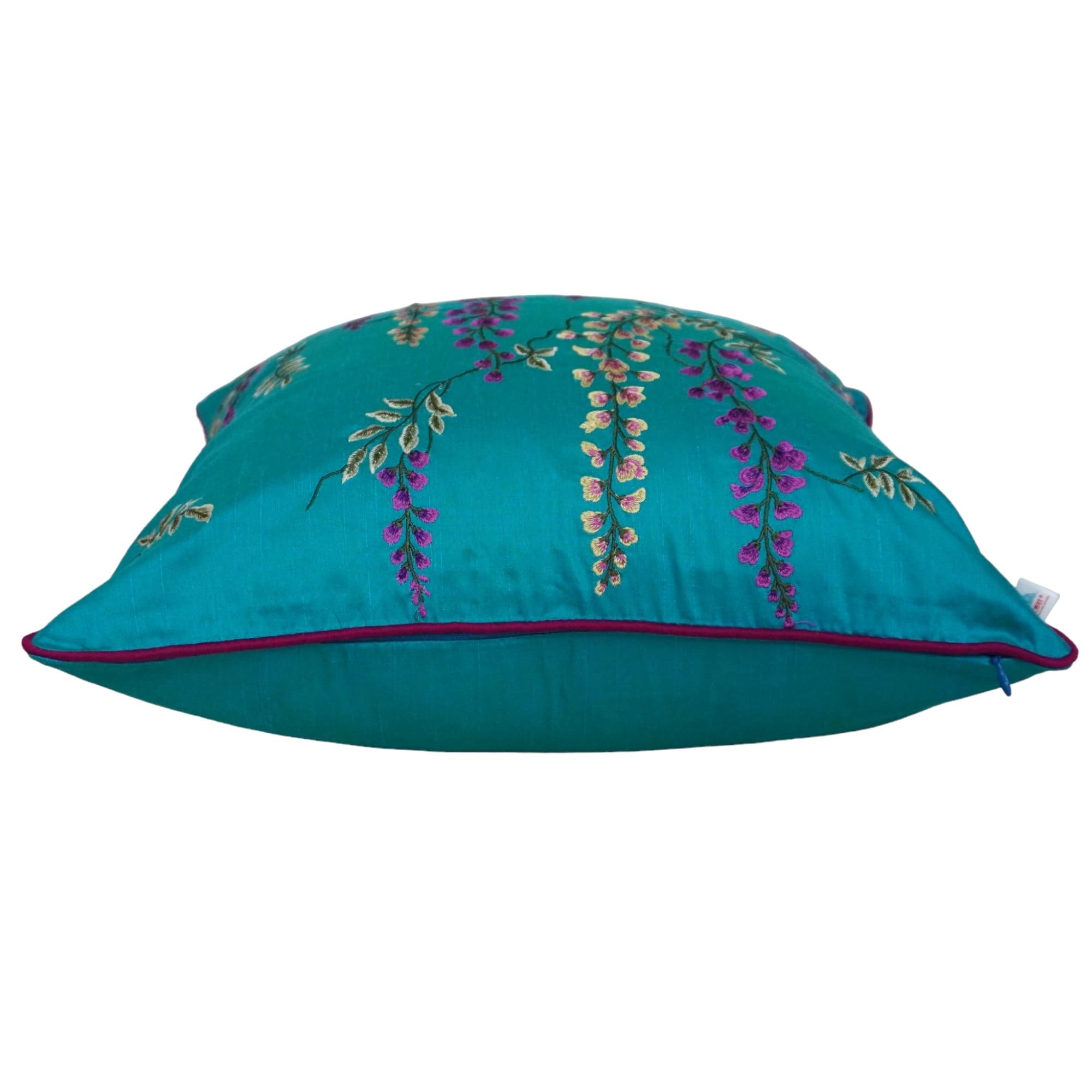 Wisteria Embroidered Cushion Covers - Ocean Blue -3