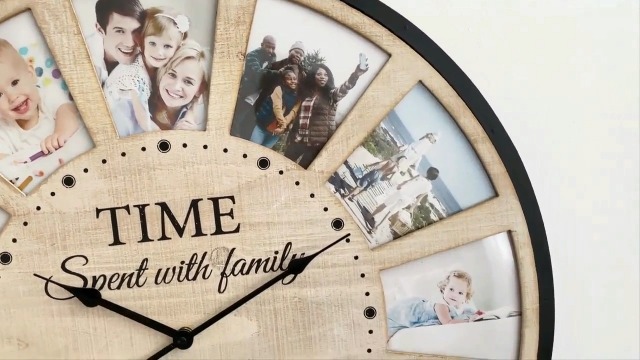 Reloj de pared collage vintage con 12 fotos, 24 pulgadas miniatura 7