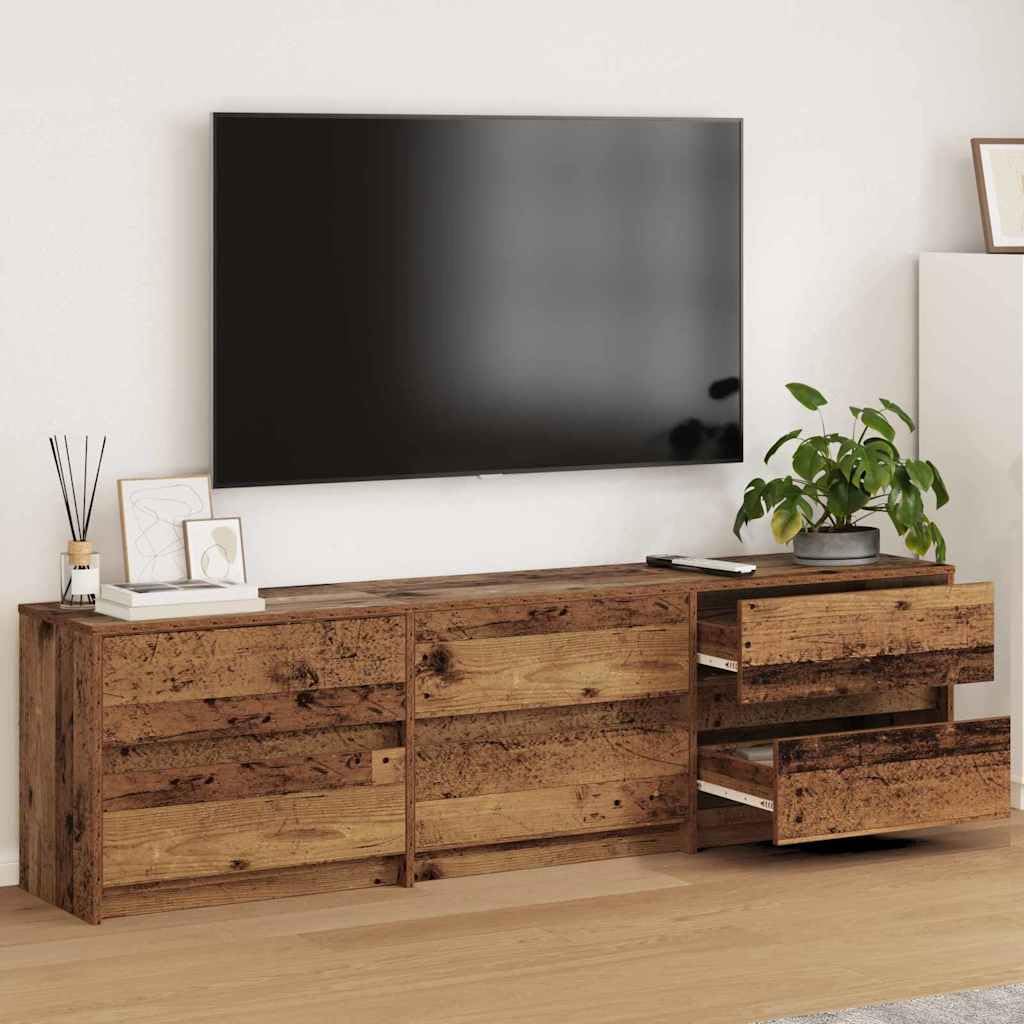 Rustykalna szafka pod telewizor brązowa, 180 x 34 x 50 cm, drewniana podstawka pod telewizor do salonu, centrum rozrywki z drzwiami przesuwnymi, konsola TV do sypialni, uniwersalna szafka na