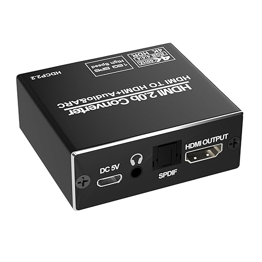 HDMI Audio Extractor 4K@60Hz HDMI ARC, TV to Optical Toslink SPDIF and 3.5mm Stereo Output, Support HDCP 2.2 DTS 5.1 for Soundbar, PS5/PS4/PS3/Blu-ray/HDTV Home Theater