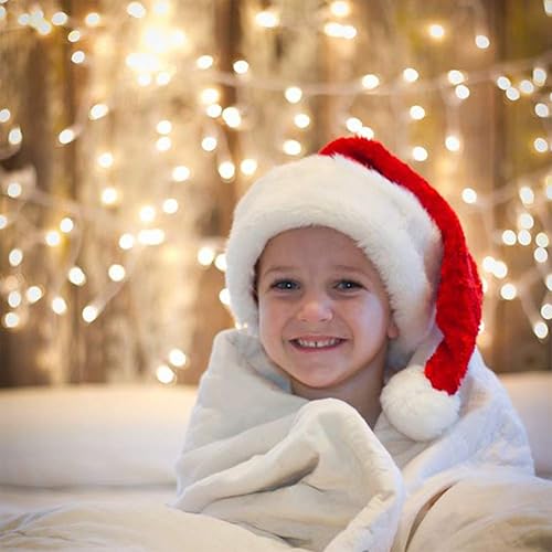 Miniatura 4 de CCINEE Sombrero de Papá Noel para niños, sombreros de Papá Noel de Navidad, sombrero rojo de felpa para decoración del hogar, suministros de fiesta,