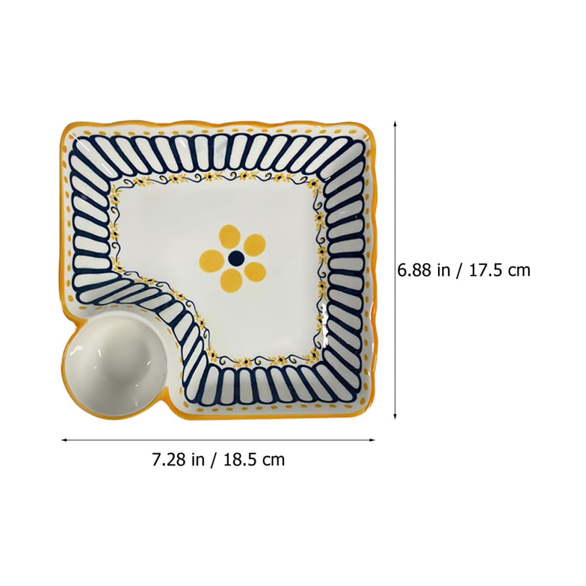 VANZACK Keramik Saucenschale mit Geteiltem Fach Multifunktionaler Teller für Knödel und Frühstück Delikates Design und Praktische Trennung für Essensvielfalt