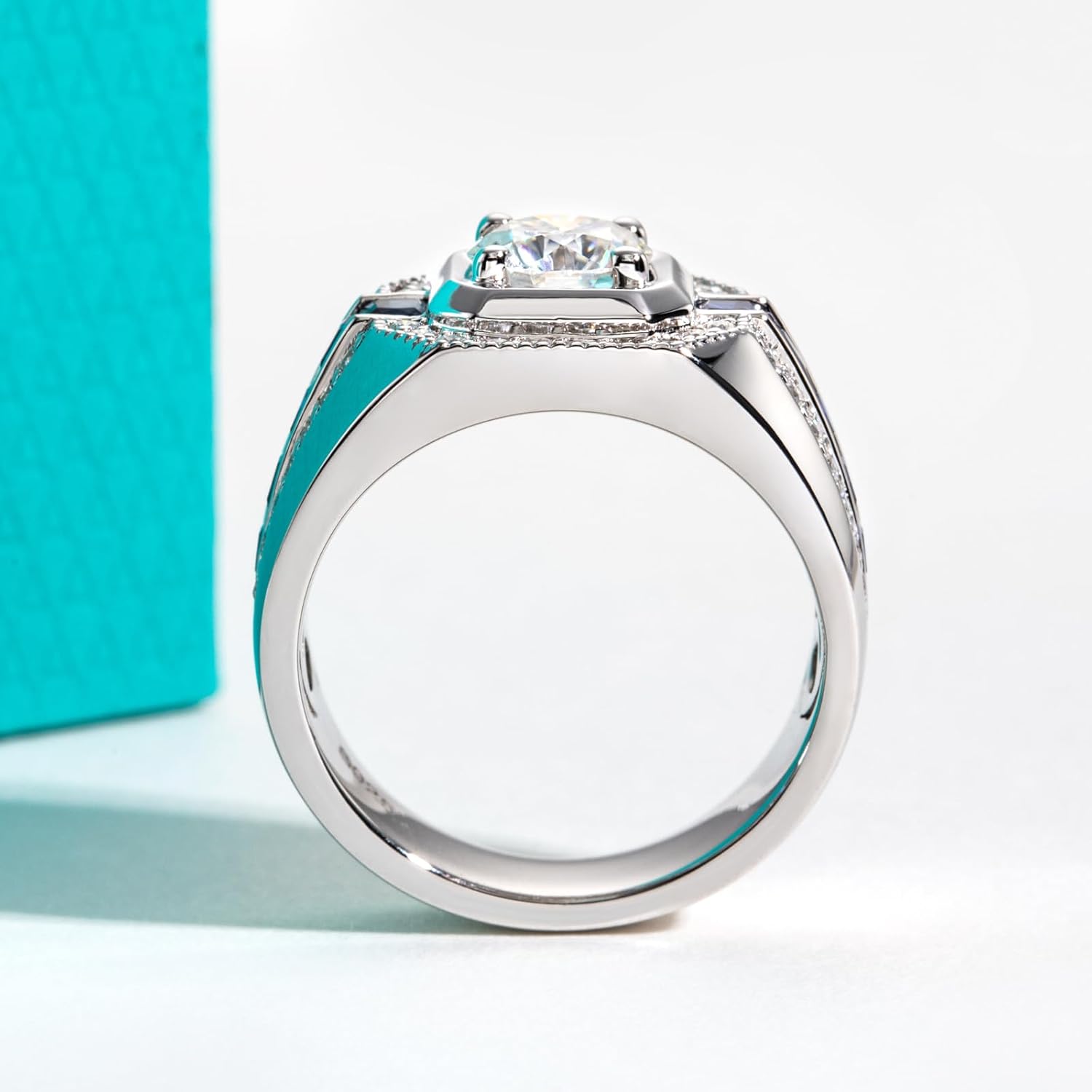 AnuClub Moissanite Wedding Rings for Men 2.68cttw D Color VVS1 925 Sterling Silver Engagement Promise Anniversary Band Ring with Certificate - Image 7