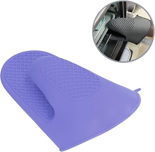 Miniatura 7 de Jeanoko 2 guantes de horno de silicona gruesos para cocina, guantes duraderos para cocina (color morado)