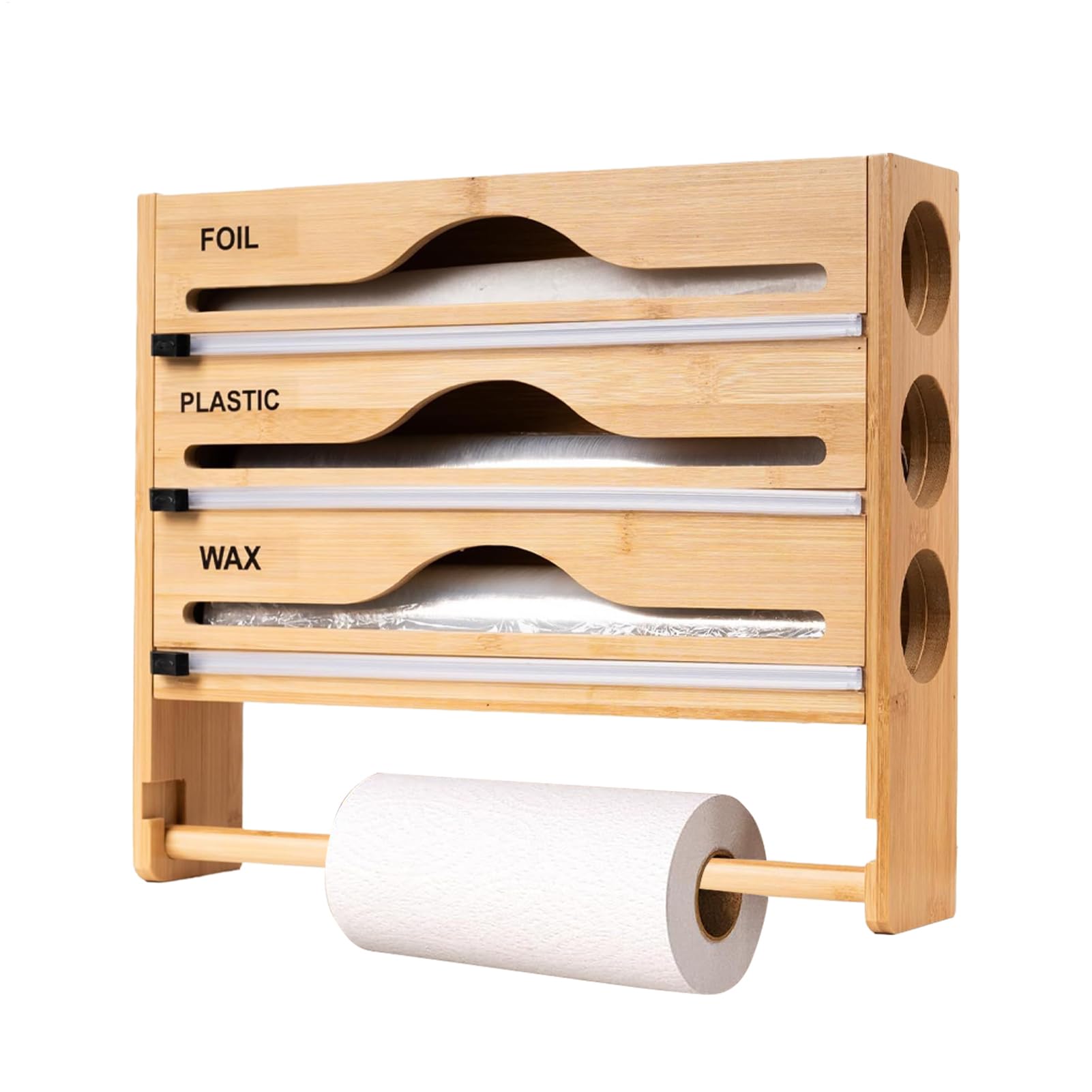 Dispensador De Film para Cocina con Cortador Contenedor | Organizador Papel Aluminio Y Wrap Soporte Organizador Multifuncional Almacenador Para Cocina, Frigorífico, Armario Y