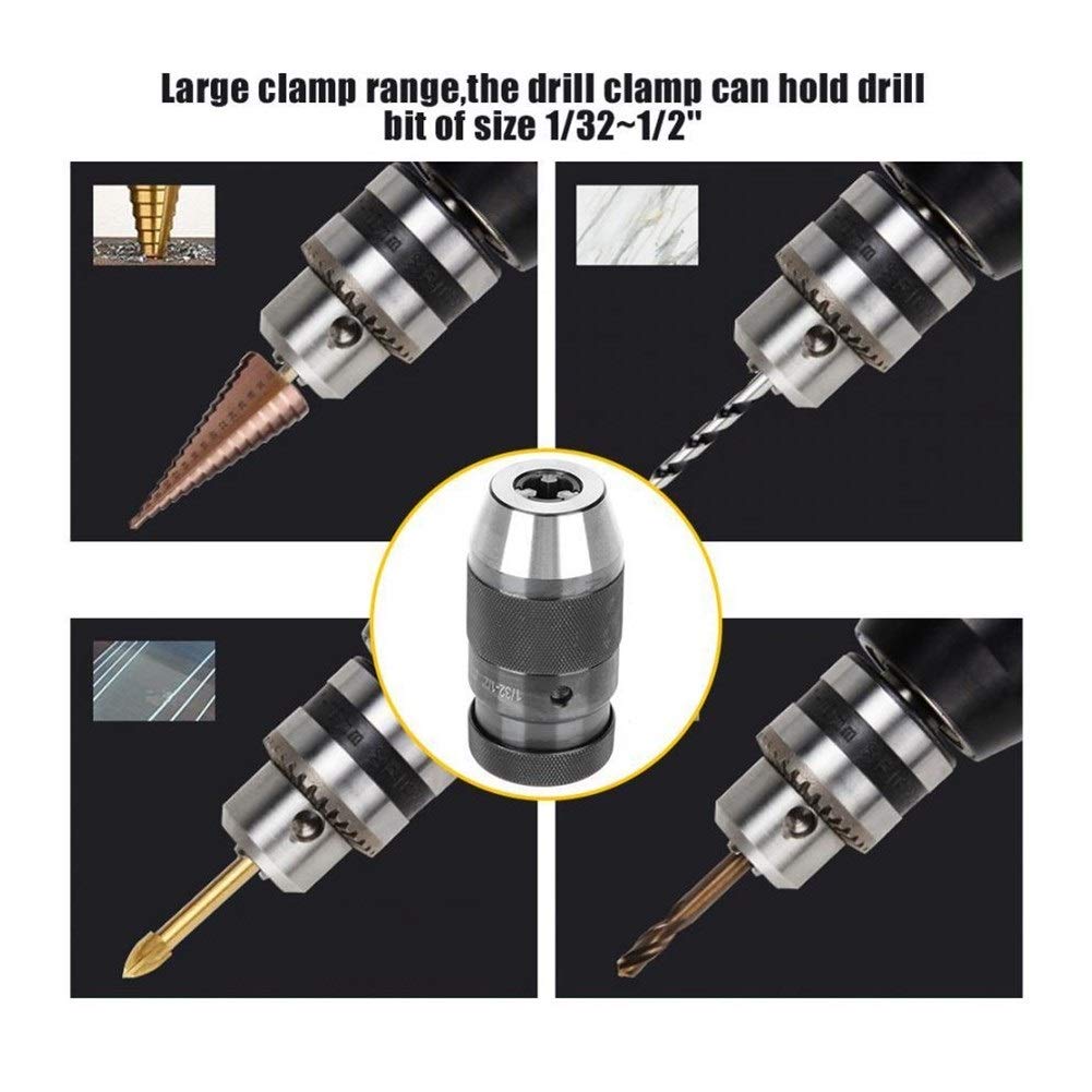 Drill Chuck Adattatore In Acciaio Al Carbonio 1/32-1/2 '' Gamma di serraggio CNC Tornio Auto-Serraggio Senza Chiave Mandrino Bit Ad Alta Precisione Drill Adattatore Mount