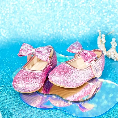 Image of PHIRAMIN Toddler Flower Girl Dress Shoes - Little Girl Mary Janes Flats Wedding