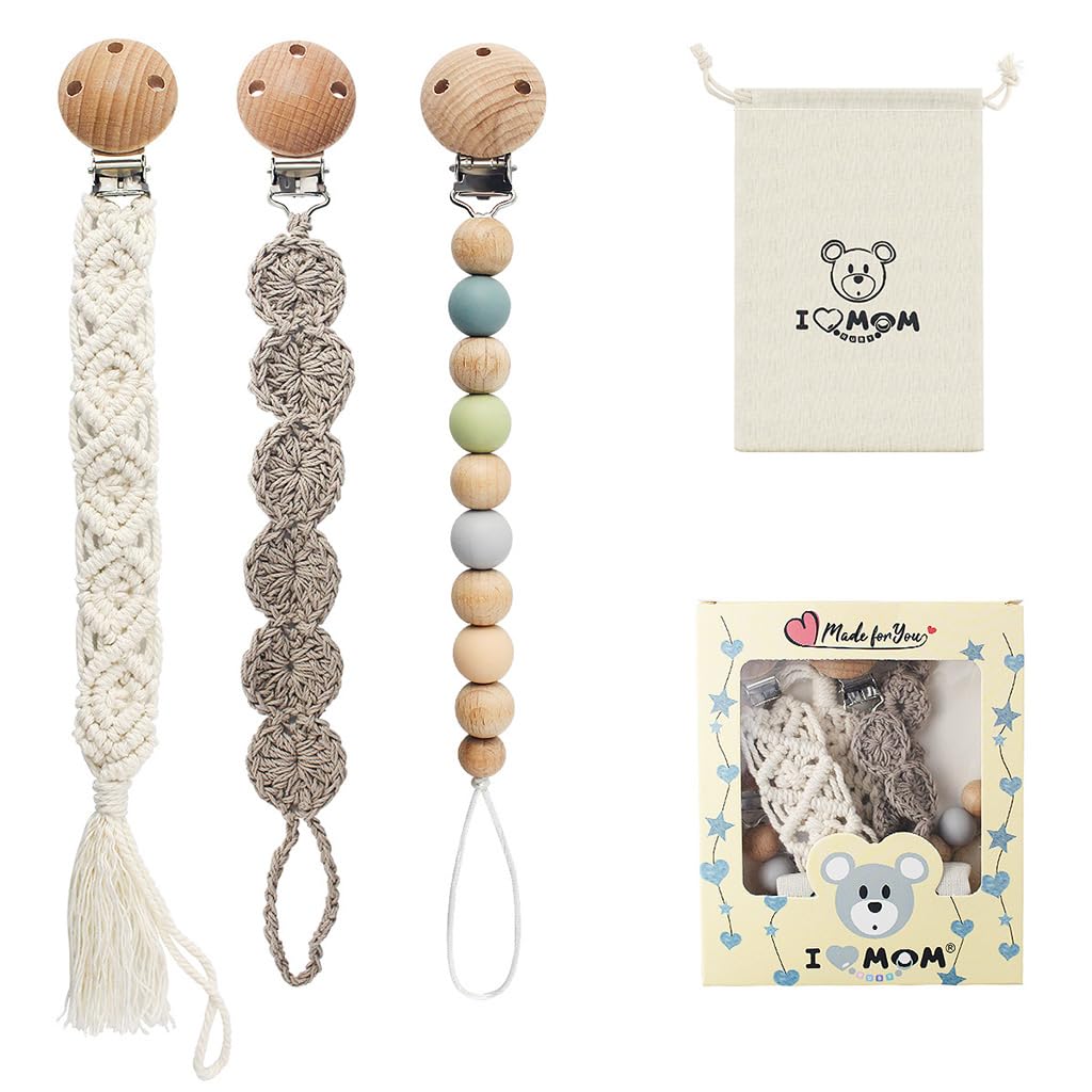 SNOWIE SOFT® 2Pcs Pacifier Chain with Pacifier Clips and Storage Bag