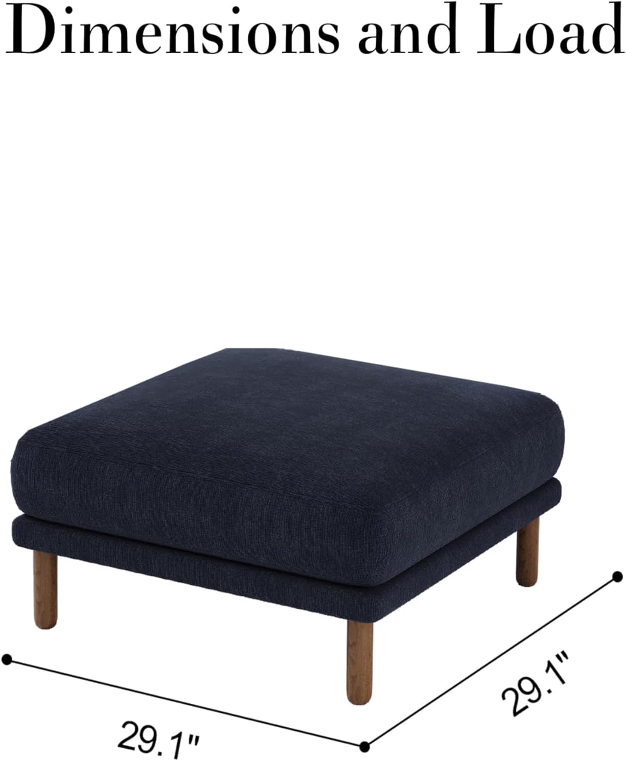 Modular Sectional Sofa Ottoman, Spring Cushion Seating, 1 Seats High-Leg Design Comfy Sleeper Couch, Solid Wood Frame Sectional Couches for Living Room Furniture Apartment Small Spaces Blue