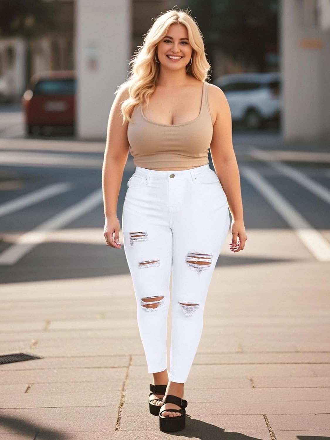 LONGBIDA High Waisted Ripped Skinny Jeans for Women Slim Fit Stretchy Distressed Jeans Y2K Destroyed Ankle Denim Pants - Image 5