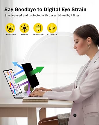 F FORITO 14 Inch 16:10 Laptop Privacy Screen Protector, 360 Anti Peeping and Anti Glare Laptop Privacy Shield Compatible with All 14 Laptops with 16:10 Aspect Ratio