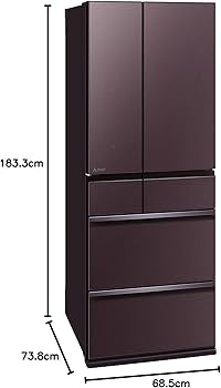 Amazon | 三菱電機 冷蔵庫 幅68.5cm 608L 6ドア 冷凍室が真ん中