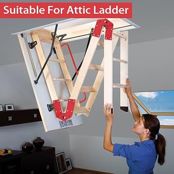 Attic Ladder Hinge 2pcs for Ladder Pull Down System, Durable Galvanized Steel Attic Ladder Hinge Replacement Kit,Fits All Herringbone/Attic/Folding Ladders, with 16 Anti-Slip Screws & Wrench