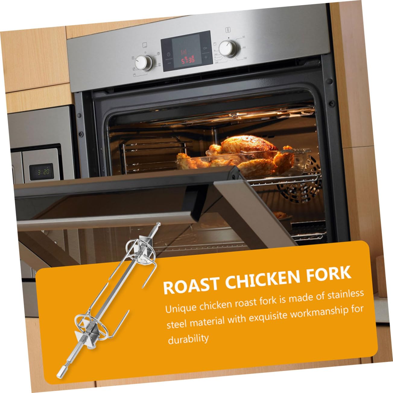 2 Impostati Forchette Rotanti in per Spiedo Elettrico Forchette Bbq Resistenti per Arrosto Tacchino e Pollo Utensili da Facili da Pulire per Friggitrice ad Aria e Elettrico