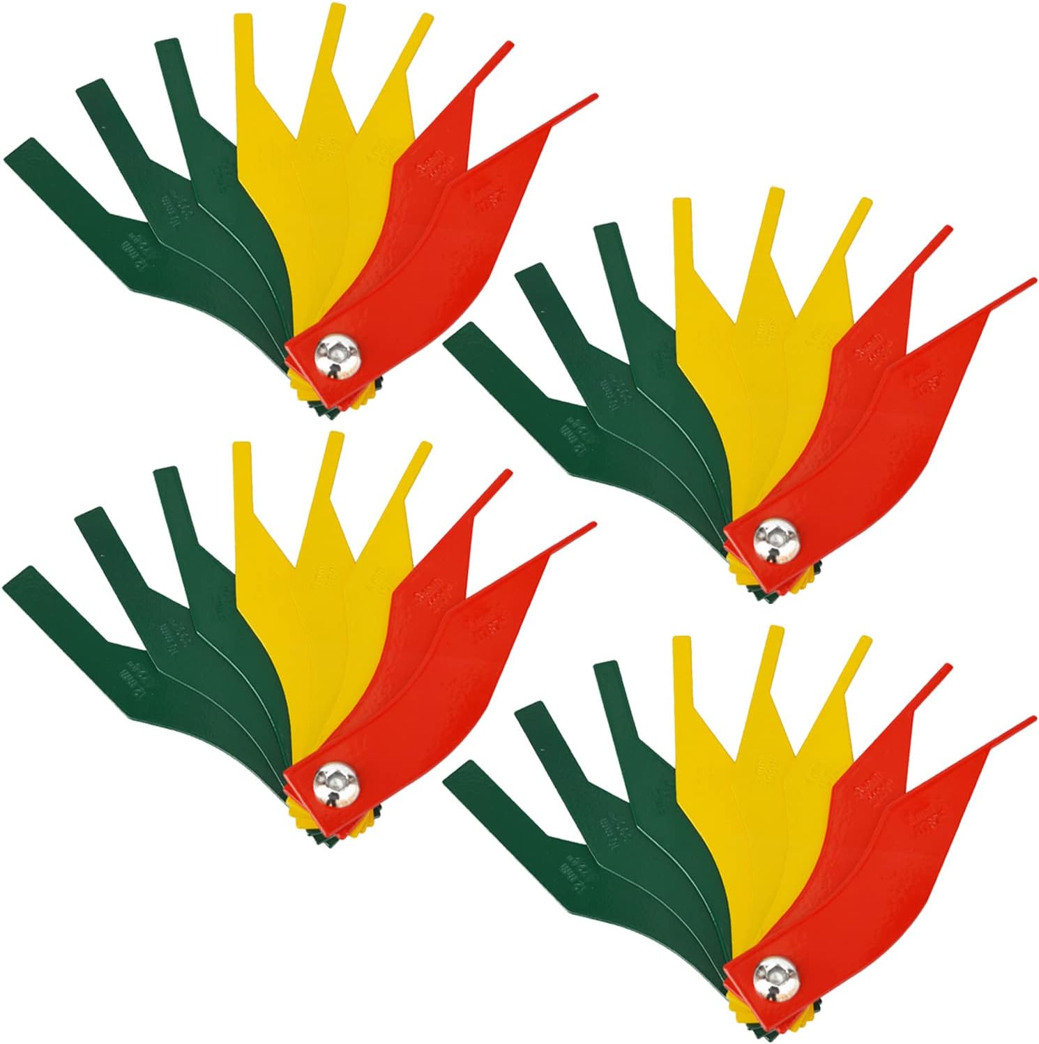 4 Pack Brake Lining Thickness Gauge, 8-in-1 Car Automotive Brake Pad Measure Ruler Tool Feeler Lining Thickness Gauge