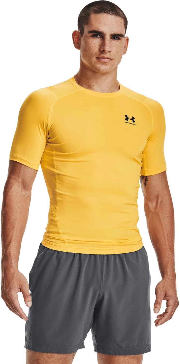 Under Armour Men's HeatGear Compression Short-Sleeve T-Shirt 3X-Large Taxi/Black (790)