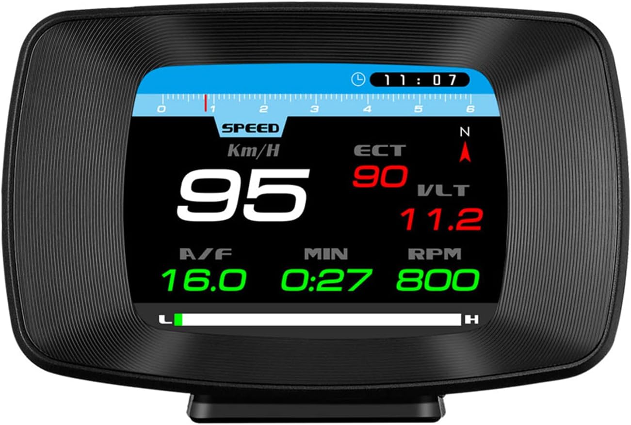 Car HUD Head-Up Display, OBDII Smart Digital Meter, OBD+Dual System, Car Diagnostic Tool Fault Code Elimination, Vehicle Speed Engine RPM Water Temperature Fuel Consumption Voltage Display YANMAO