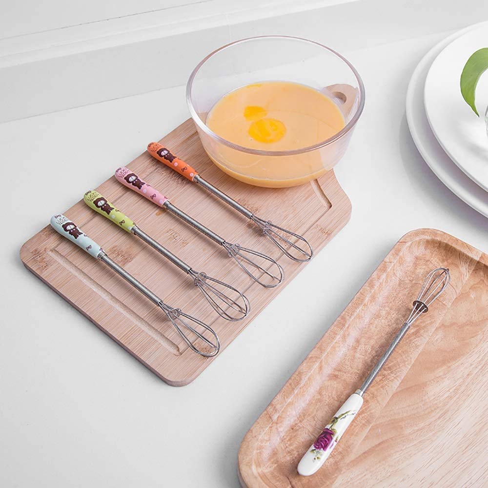 Batidora de Mano, batidora de Huevos, Manual para el hogar, de Mano, de Acero Inoxidable, Mini Varilla para batir, batidora de Huevos, Aparato de Cocina (Color: E)