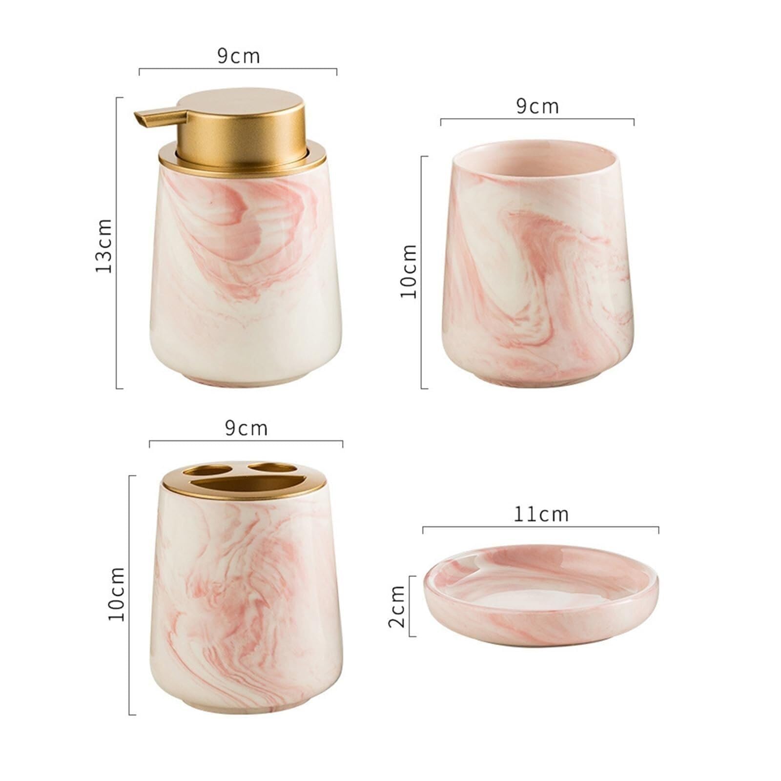 Set di accessori per il bagno Set dispenser di sapone effetto marmo 4 pezzi, bicchiere for spazzolino da denti, portaspazzolino in ceramica Arredamento per gli affittuari(Gray 3)