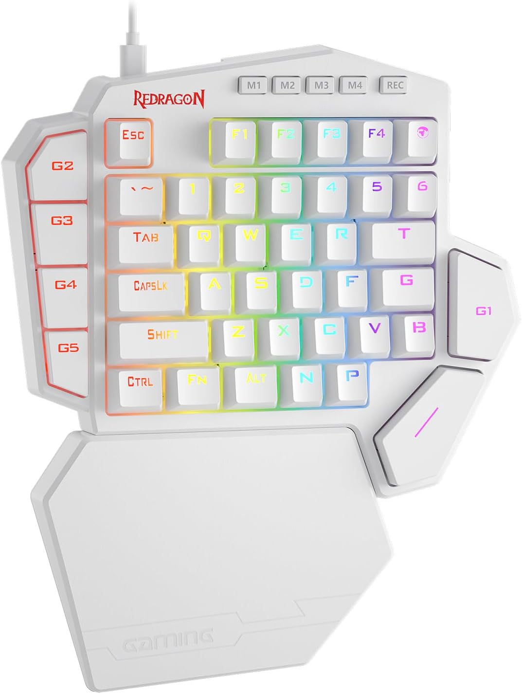 Redragon K585 DITI One-Handed RGB Mechanical Gaming Keyboard, 42 Keys Type-C Professional Gaming Keypad w/Upgraded Hot-Swappable Socket, 7 Onboard Macro Keys & Detachable Wrist Rest