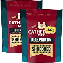 High Protein Half Fat Grated Cheddar Cheese 180g Cathedrals 2x180g