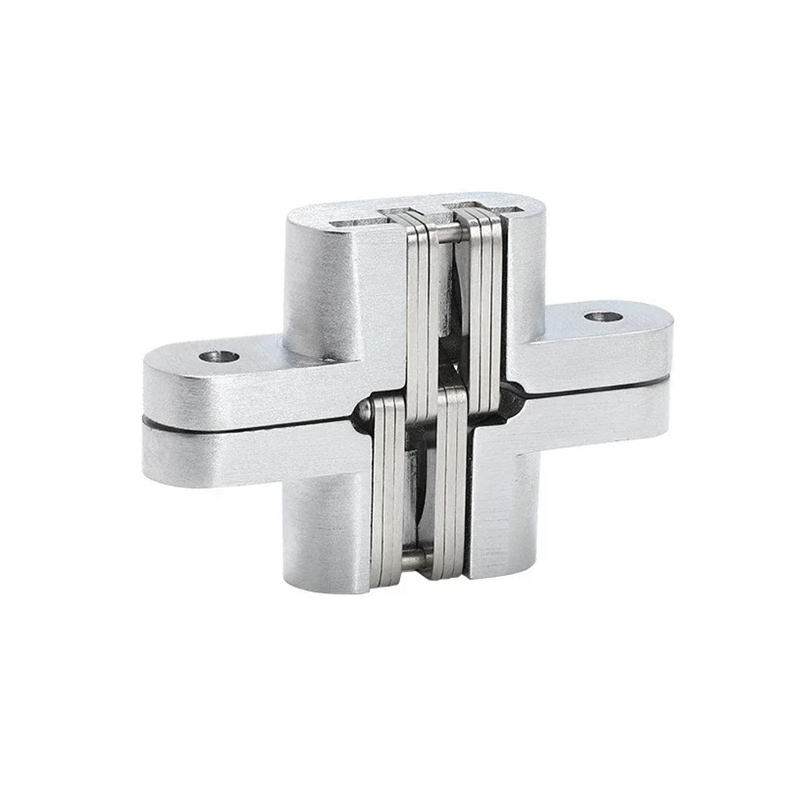 Door Hinges H-Shaped Concealed Hinges 180 Degree Folding Heavy Built-in Door Cross Cabinet Cupboard Wooden Hinge for Bathroom(Silver-34x140mm)