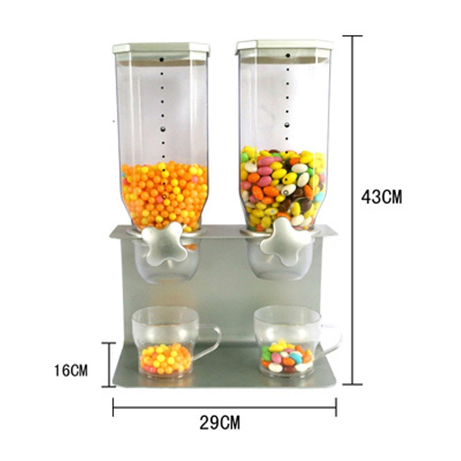 Dispensador de Cereales Dispensador de alimentos secos for cocina con caja de almacenamiento, dispensador doble de cereales, máquina contenedora for avena, dulces, granola, nueces, granos de café y ar