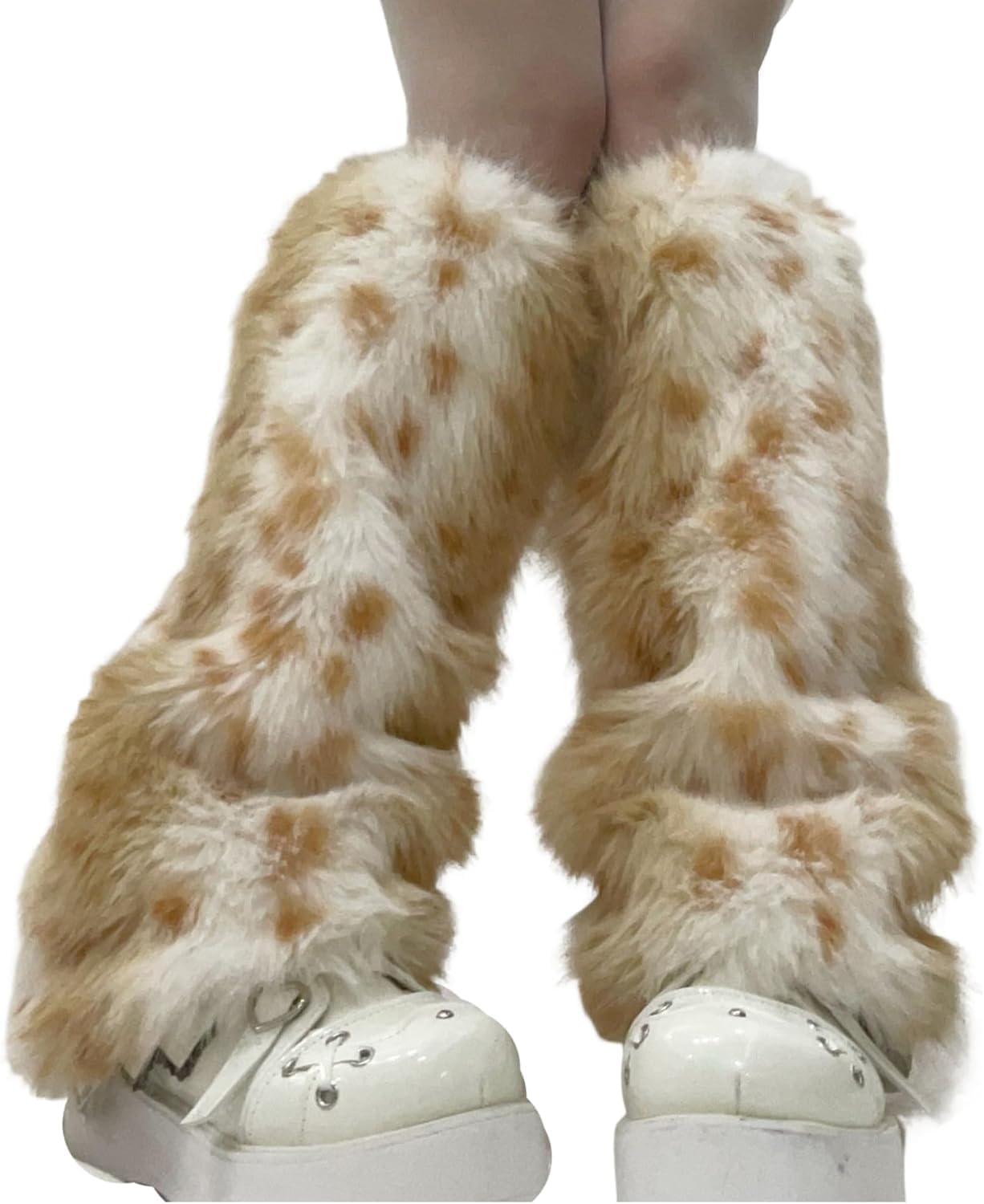 Llecdaseui Women's Brown Fuzzy Leg Warmers Aesthetic Elk Therian Stuff Christmas Accessories Fur Leg Warmers Y2k Kawaii (,One Size)