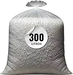Isopor em Flocos para Enchimento, 300 Litros, Material Reciclável, Isolamento Térmico e Acústico, Ideal para PUFs, Almofadas, Concreto Leve e Artesanato